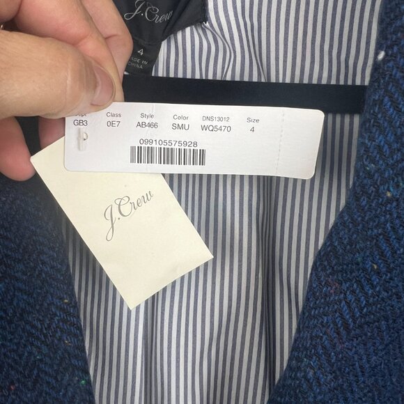 J. Crew Womens Boyfriend English Wool Blazer Navy Speckled Size 4 NWT Preppy - Picture 5 of 8